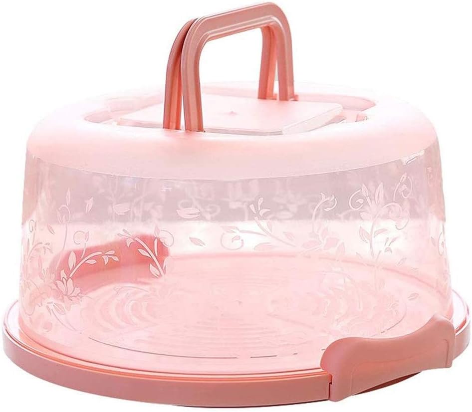 HEEPDD Pink Portable Cake Carrier with Handle and Lid, 8 Inch Cake Container Box for Transport, Storage of Pies, Cupcakes, and Baked Goods