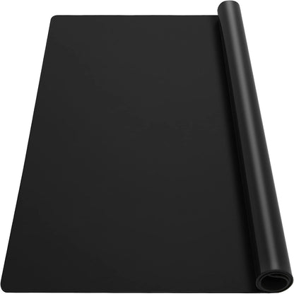 Ewen 25.6x17.7in Large Silicone Kitchen Counter Mat, 2mm Thick Heat Resistant Countertop Protector, Baking Silicone Mat under Air Fryer Toaster Oven Microwave Coffee Maker Cutting Board Drill Black