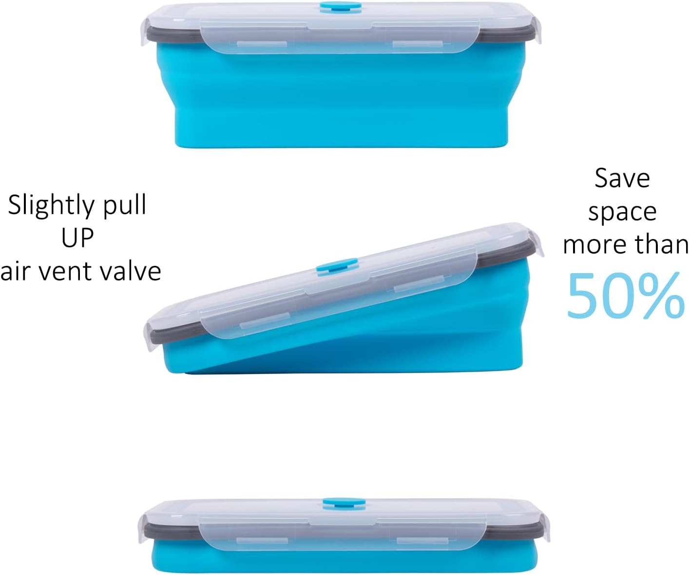 Collapsible Food Storage Containers with Lids, 4 Pack, 40 oz Silicone 1-Compartment Meal Prep Containers Reusable, Lunch Bento Boxes for Adults, Microwave Freezer Dishwasher Safe, BPA-Free, Black