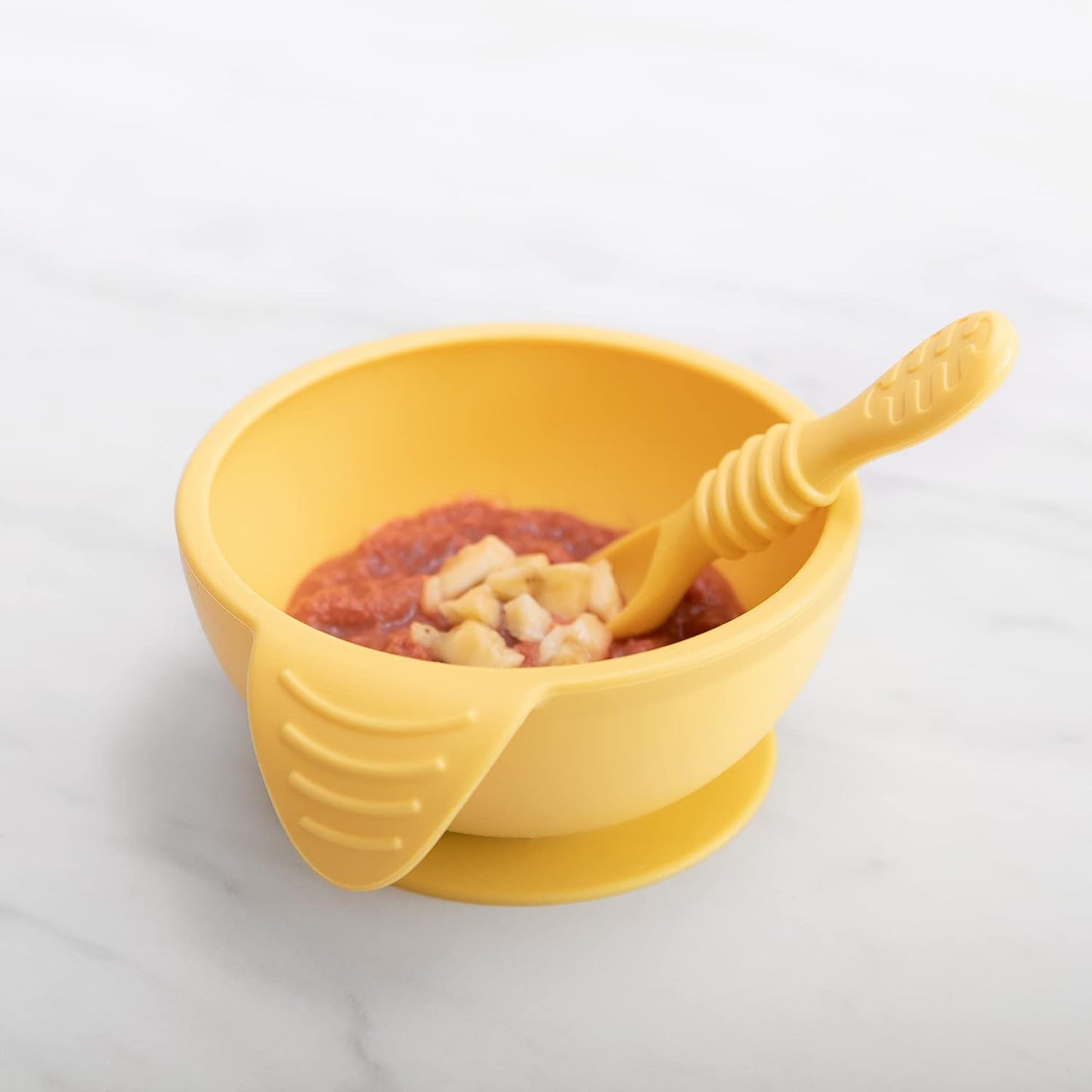 Bumkins Baby Bowl, Silicone Feeding Set with Suction for Baby and Toddler, Includes Spoon and Lid, First Feeding Set, Training Essentials for Baby Led Weaning for Babies 4 Months Up, Sage
