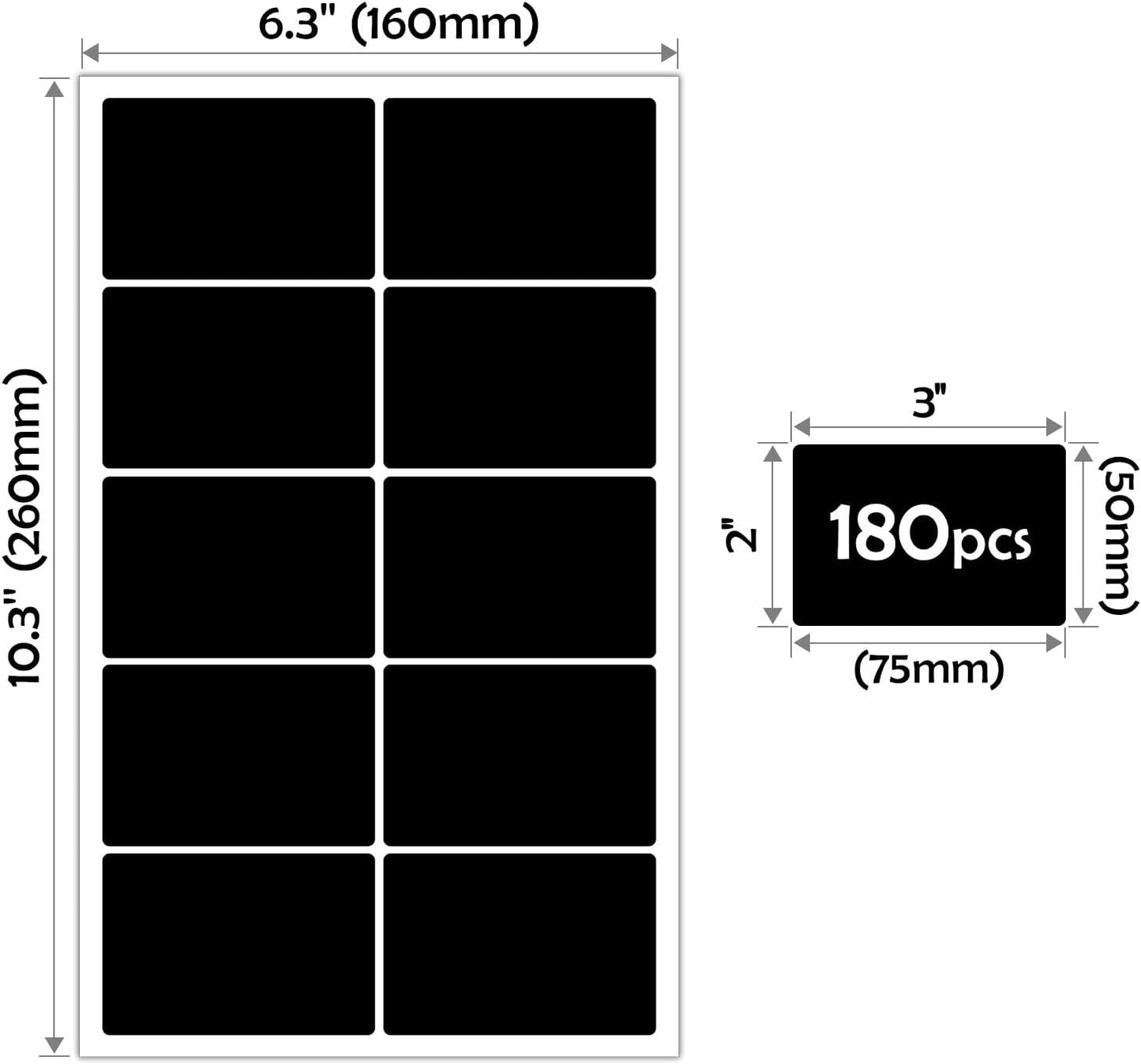 JIEHENG 180Pcs Chalkboard Labels for Jars,Removable Stickers with 1 Liquid Chalk Markers(Black, Wavy)