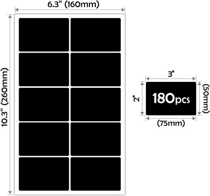 JIEHENG 180Pcs Chalkboard Labels for Jars,Removable Stickers with 1 Liquid Chalk Markers(Black, Wavy)