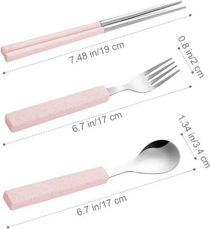 VANRA 3-Piece Children Utensils Set 18/10 Stainless Steel Child Flatware Set Silverware Knife Spoon Fork Set with Travel Case for Kids Lunch Box