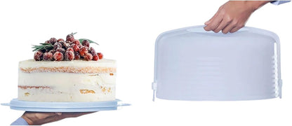 Tupperware Round Cake Taker Carrier Ice Blue Sheer with Ice Blue Base