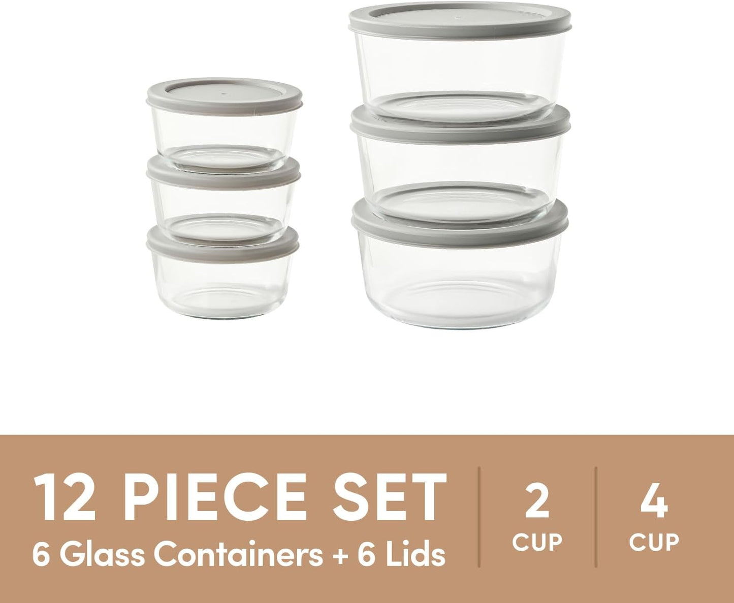 6-Piece Glass Food Storage Containers Set (3 Containers + 3 BPA-Free Lids) | 2-Cup, Leakproof | Microwave, Freezer, Oven & Dishwasher Safe | Ideal for Meal Prep & Pantry Organization, Pistachio