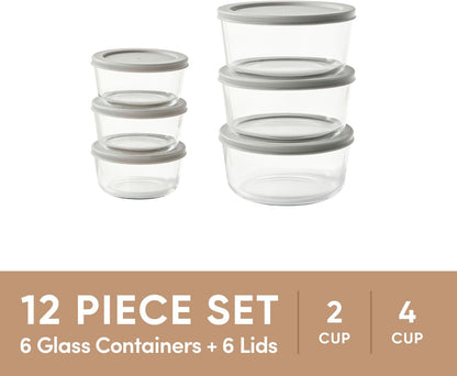 6-Piece Glass Food Storage Containers Set (3 Containers + 3 BPA-Free Lids) | 2-Cup, Leakproof | Microwave, Freezer, Oven & Dishwasher Safe | Ideal for Meal Prep & Pantry Organization, Pistachio