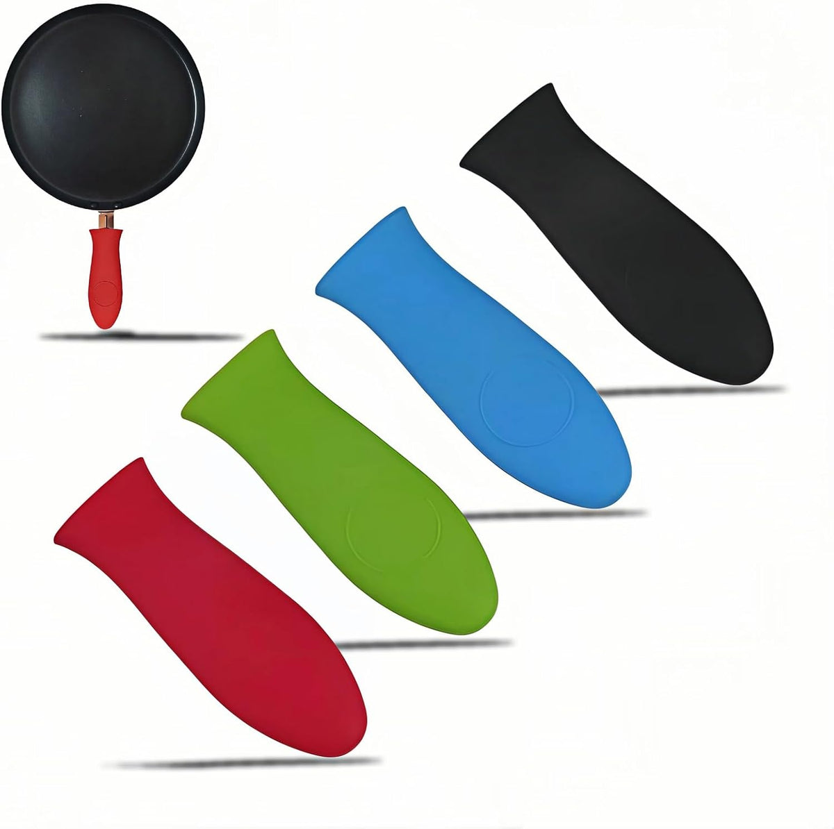 Silicone Hot Handle Covers for Cast Iron Skillet, Pan and Pot, Heat Resistant up to 446°F, 4 Colors, Set of 4