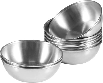 8 Pack 3.2inch Stainless Steel Sauce Dishes Mini Individual Saucers Bowl Round Seasoning Dishes Sushi Dipping Bowl Appetizer Plates, Champagne Gold