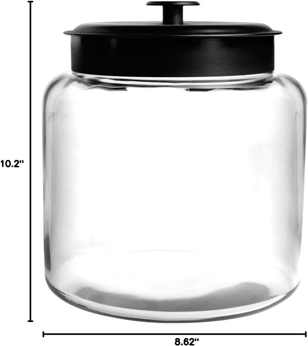 Anchor Hocking FBA_COMIN18JU056847 3-Piece Montana Jar Set, Multi (Set of 3), Black Metal