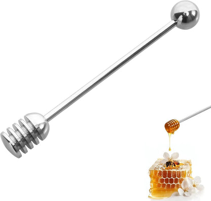 NiceGo Honey Dipper. Premium 304 Stainless Steel Honey Dipper Set, 6.3 Inch Kitchen Stirrer, 2 Pack Deep-Groove Honeycomb Sticks for Syrup, Molasses, and Sauces, Dishwasher Safe. 2 PCS in One Box.
