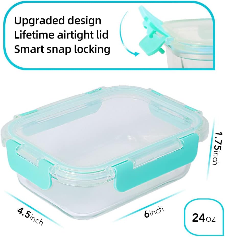 DAS TRUST 10 Pack Glass Meal Prep Containers Meal Prep Bowls Food Storage Containers Glass Food Prep Containers with Lids Lunch Container for Adults Lunch Box Bento Boxes