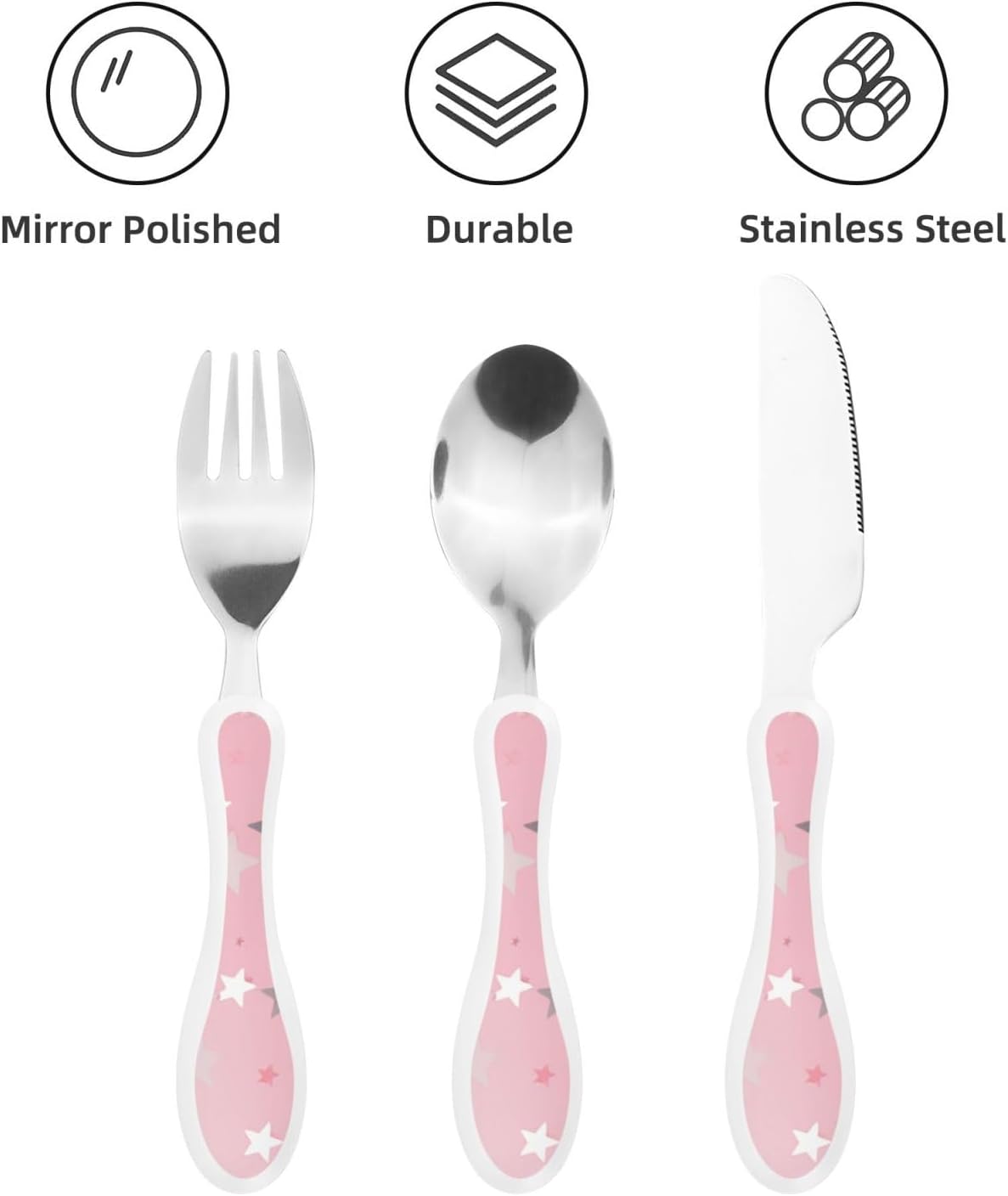 3-Piece Kids Silverware Set With Storage Case, Stainless Steel Reusable Children Safe Knife Spoon Fork Set Blue Active Girl Running Sunset Children Flatware Set For Kids Lunch Box - Colors B