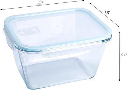 88Oz 2 Pcs Large Glass Food Storage Containers Family Size Set Baking Containers with Locking Lids Storing food, BPA Free Leak Proof Microwave Oven Safe