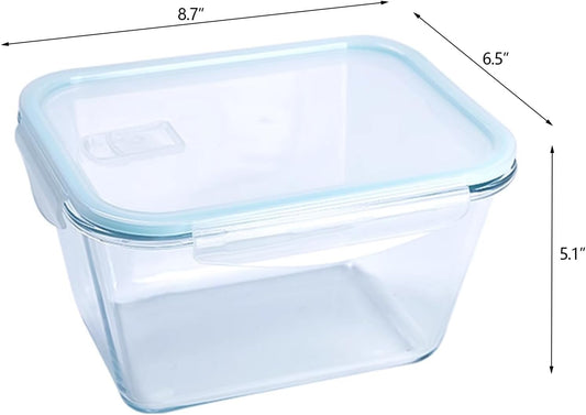 88Oz 2 Pcs Large Glass Food Storage Containers Family Size Set Baking Containers with Locking Lids Storing food, BPA Free Leak Proof Microwave Oven Safe