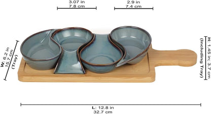4-pc Porcelain Serveware for Chip Dip,Topping serving, Appetizer serving, Condiment Serving Tray, Serving Trays for Party, Party Hosting Essentials