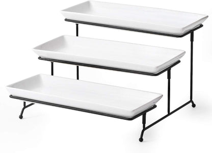 YHOSSEUN 3 Tier Serving Tray for Party, Tiered Serving Platters and Trays, 14 Inch Tiered Tray Stand, Dessert Stand, Serving Stand, Dessert Table Display Set with Collapsible Sturdier Metal Rack