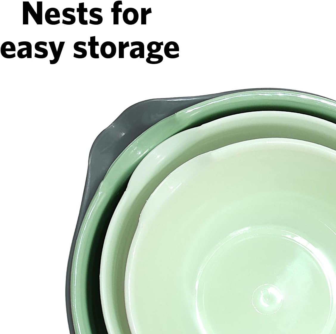 Glad Mixing Bowls with Pour Spout, Set of 4 - Nesting Plastic Bowls (1.2qt, 1.9qt, 2.8qt, and 3qt with Handle) - Non Slip Base, Dishwasher Safe Kitchen Cooking and Baking Supplies, Green