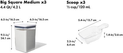 OXO New Good Grips 6‑Piece POP Container Bulk Set, Stackable with Attached ½ Cup Scoops, Panty Organization and Storage
