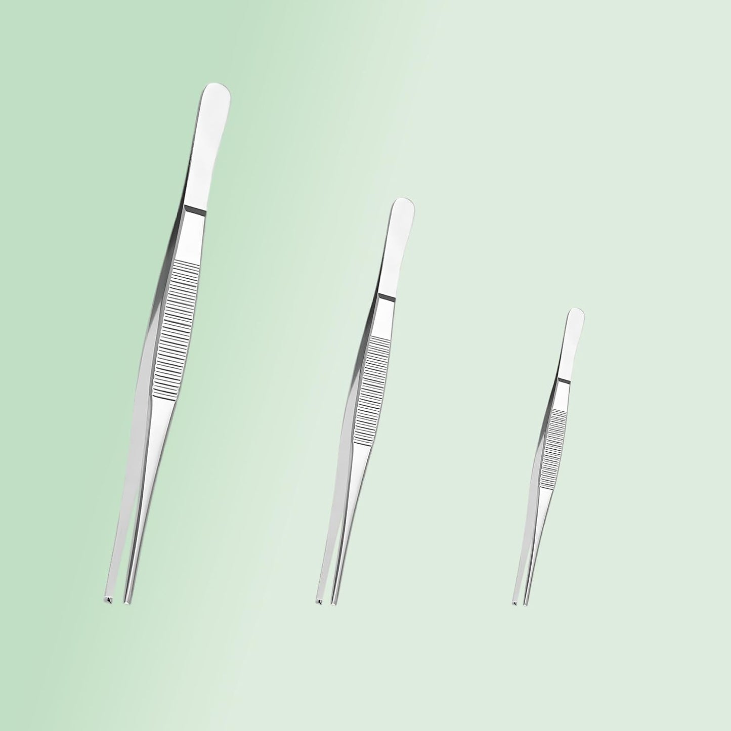 3PCS Stainless Steel Tweezers Set 8" 10" 12", Long Kitchen Tongs with Precision Serrated Tips for Cooking, Medical, Garden, Aquarium and Laboratory Use