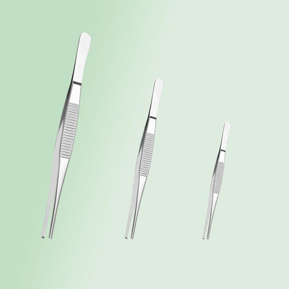 3PCS Stainless Steel Tweezers Set 8" 10" 12", Long Kitchen Tongs with Precision Serrated Tips for Cooking, Medical, Garden, Aquarium and Laboratory Use
