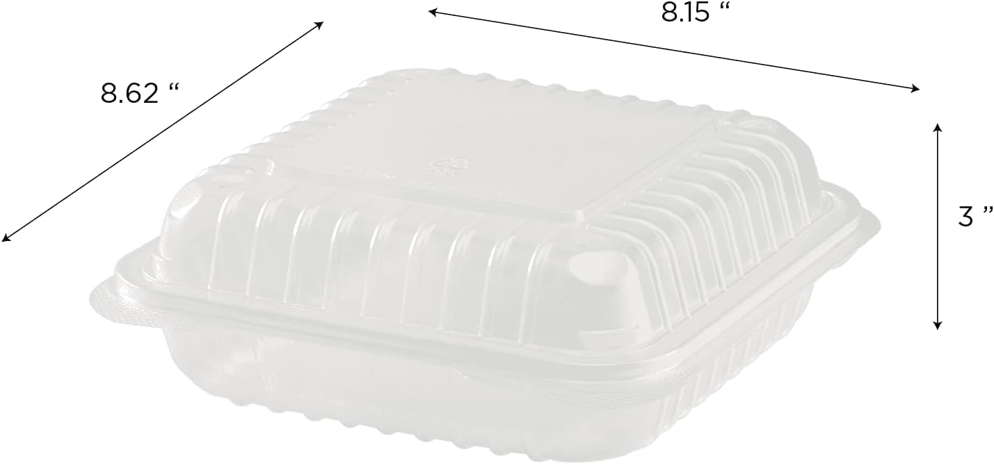 Karat FP-HC99PP-3CU 9"X 9" PP Hinged Containers 3 Compartment - (Case of 200)