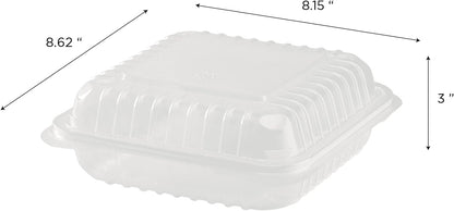 Karat FP-HC99PP-3CU 9"X 9" PP Hinged Containers 3 Compartment - (Case of 200)