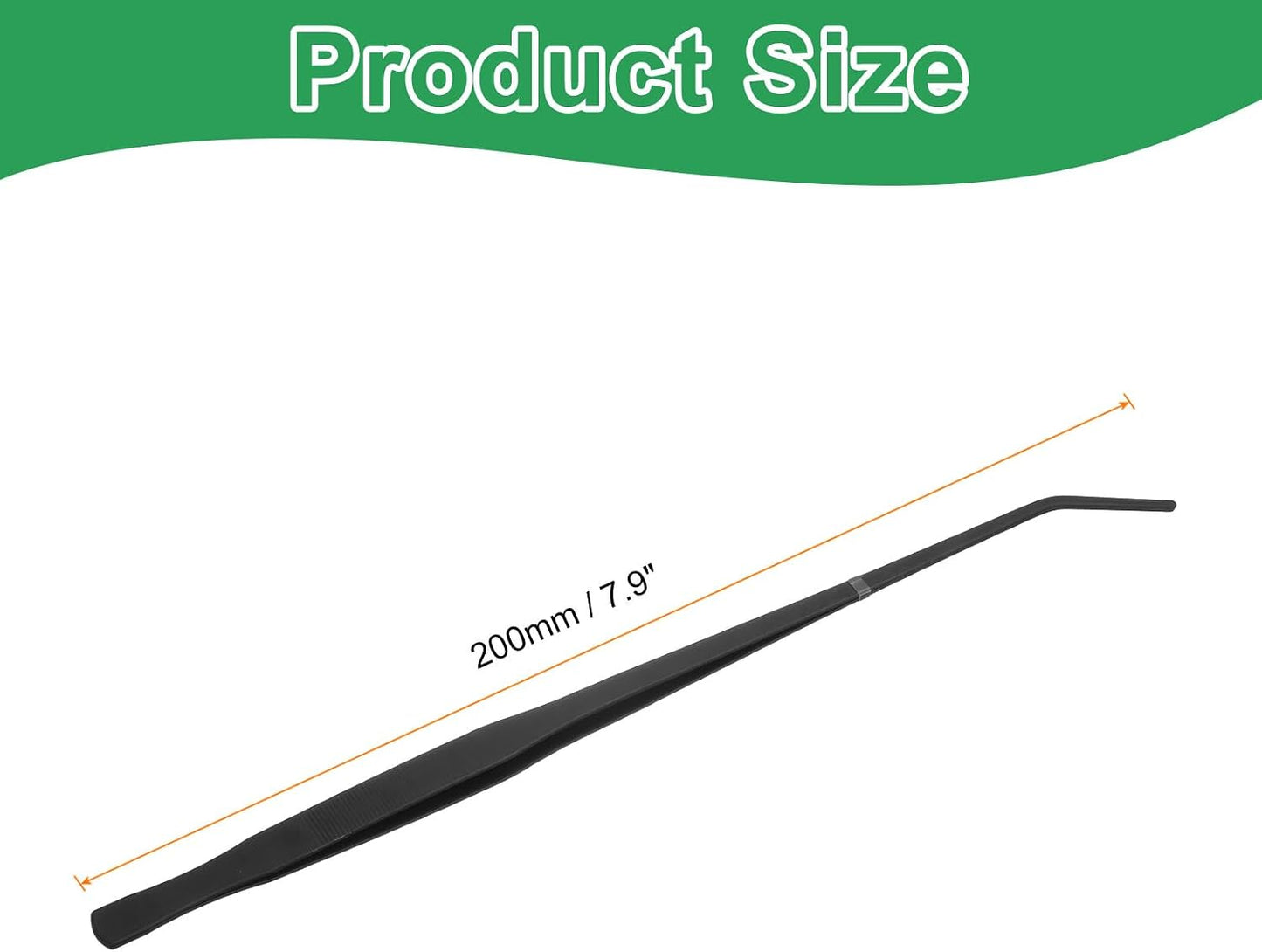 HARFINGTON Stainless Steel Tweezers 4.9 Inch Precision Tweezers with Curved Serrated Tip Multi-Purpose Kitchen Tongs for Cooking Gardening Repairing Craft, Black