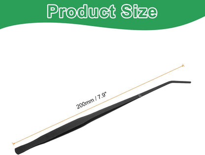 HARFINGTON Stainless Steel Tweezers 4.9 Inch Precision Tweezers with Curved Serrated Tip Multi-Purpose Kitchen Tongs for Cooking Gardening Repairing Craft, Black