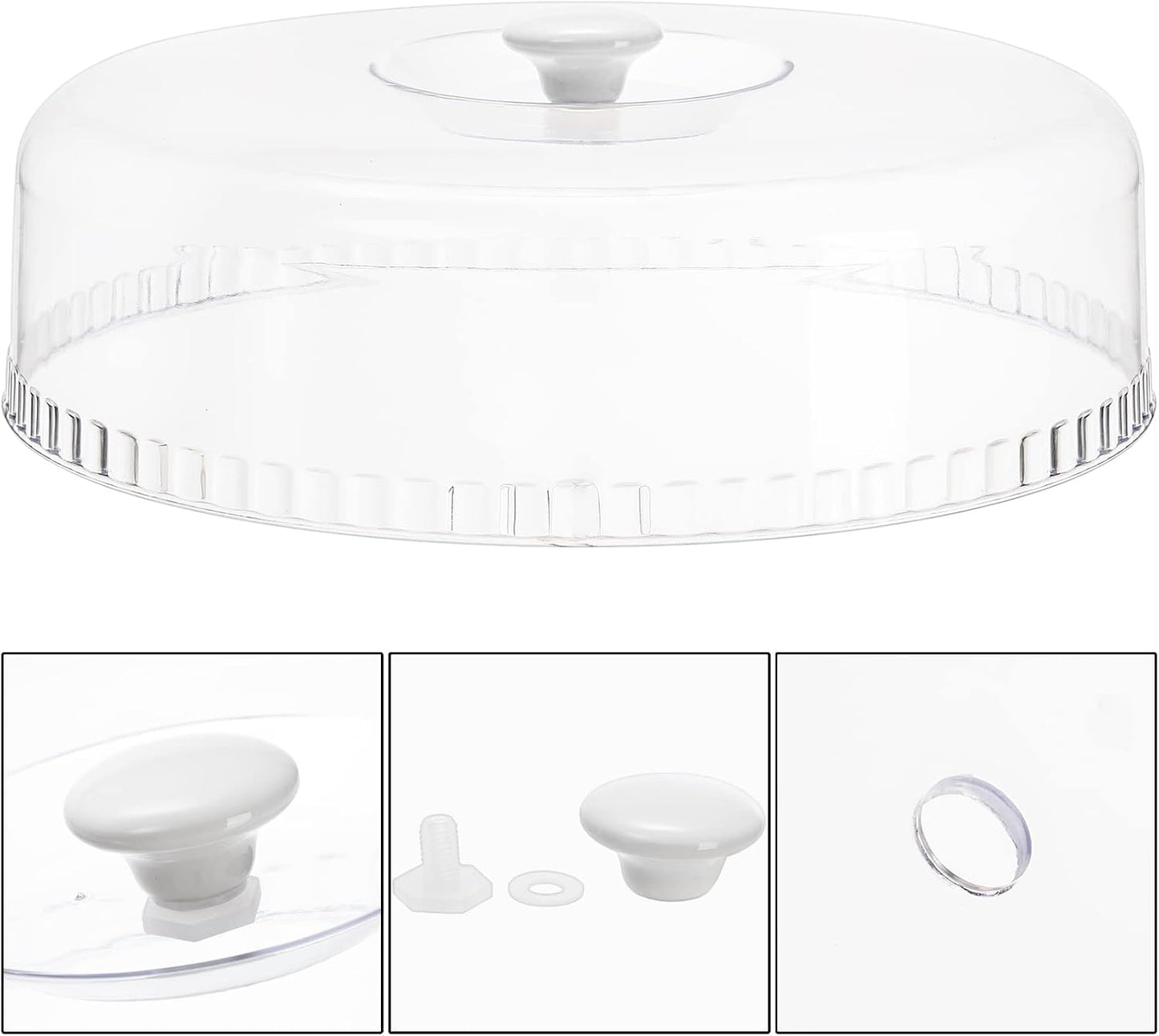 yarlung Ceramic Divided Serving Dishes Platter with Clear Lid, 11 Inch Bamboo Appetizer Tray with Handles 5 Removable Snacks Bowls Relish Tray for Candy and Nut, Chips and Dips, Veggies