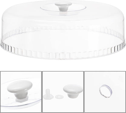 yarlung Ceramic Divided Serving Dishes Platter with Clear Lid, 11 Inch Bamboo Appetizer Tray with Handles 5 Removable Snacks Bowls Relish Tray for Candy and Nut, Chips and Dips, Veggies