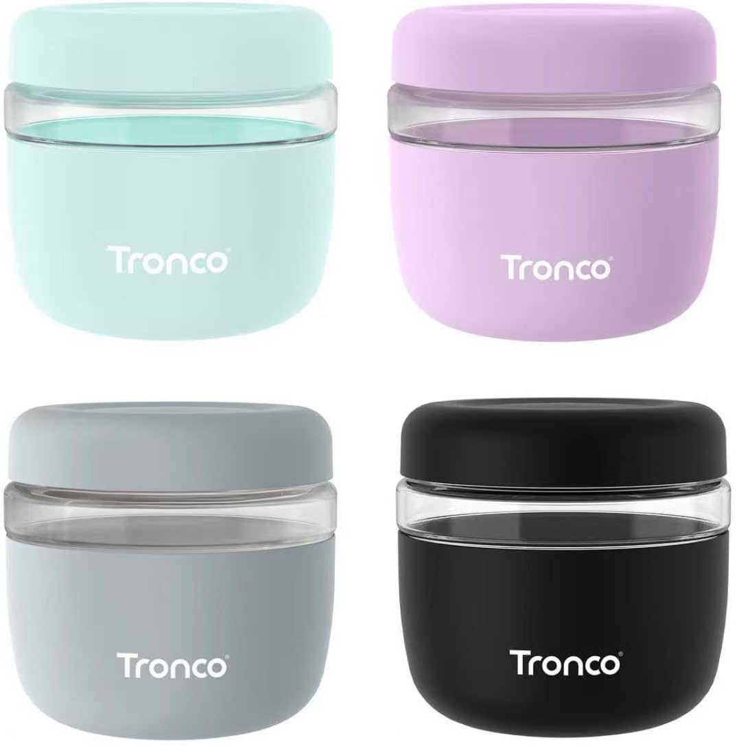 Tronco 24 oz Glass Food Storage Containers with Lids, Airtight, Leak & Spill Proof Glass Lunch Bowls for Meal Prep, Salad, Yogurt, Soup & Stew, Microwave & Dishwasher Safe, BPA-Free, Set of 1