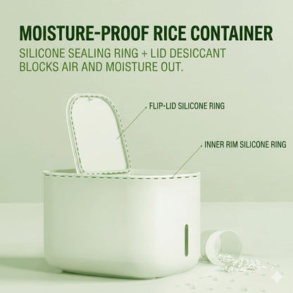 Zuutii Rice Storage Container,Food Container, Dry Food Storage,7.2lbs Pet Food Dispenser, 6.9Qt/11lbs Large Storage Bin with Lid,Silicone Ring & Moisture Proof,for Grain Cereal Soybean Corn,Begie