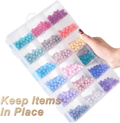 Mauproy 4 Pack 8 Grids Bead Organizer and Storage, Clear Plastic Storage Containers with Removable Dividers and Labels Small Tackle Box Organizer for Jewelry Crafts Electronics Small Parts