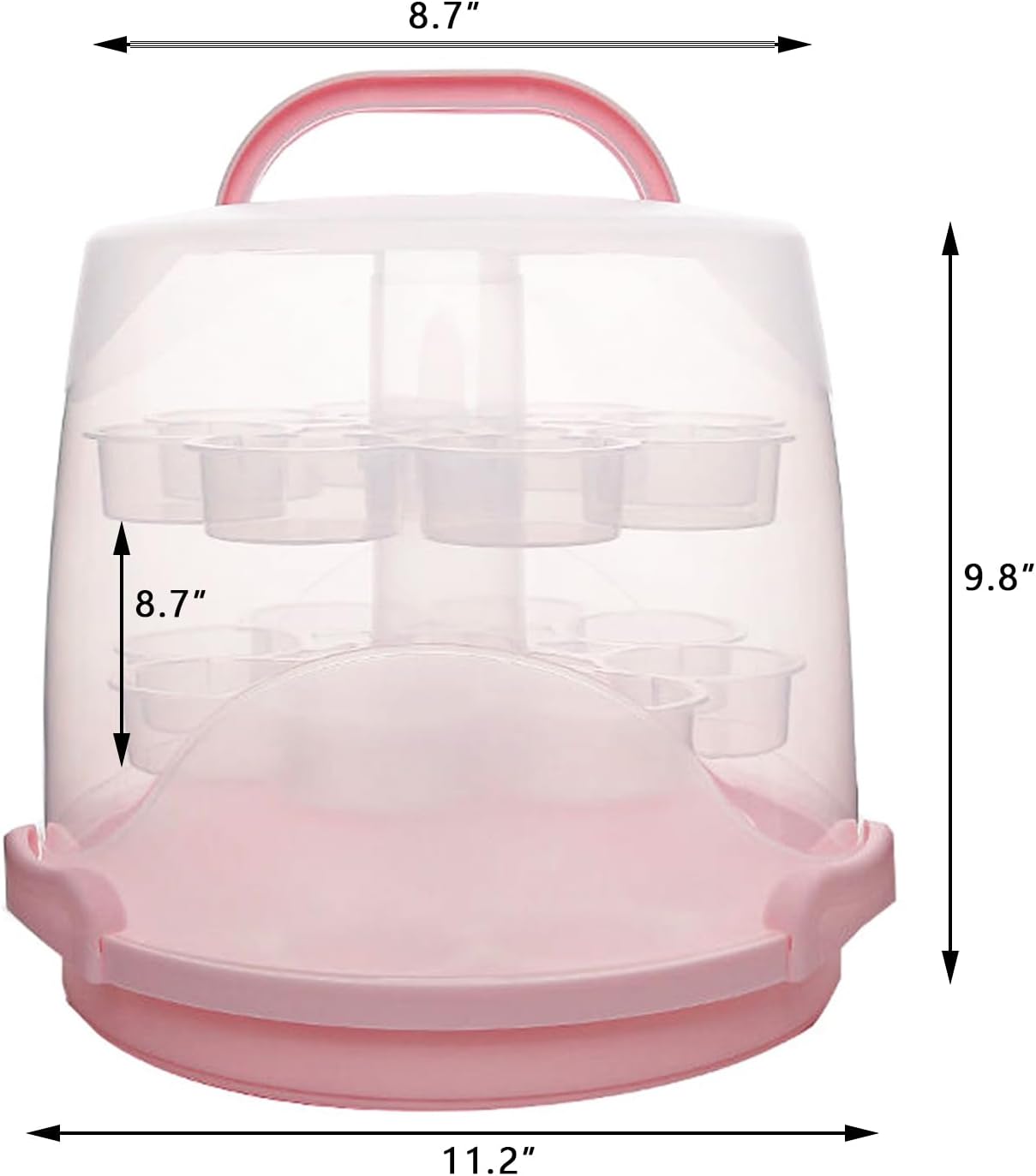 3-Tier Party Cupcake Carrier, Cupcake Holder with Lid and Handle for Transport Storage 24 Cupcakes (White)