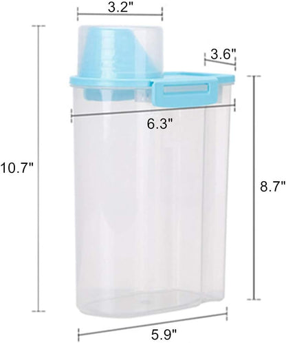 Pet Food Storage Container with Measuring Cup, Pour Spout and Seal Buckles Food Dispenser for Dogs Cats (Purple)