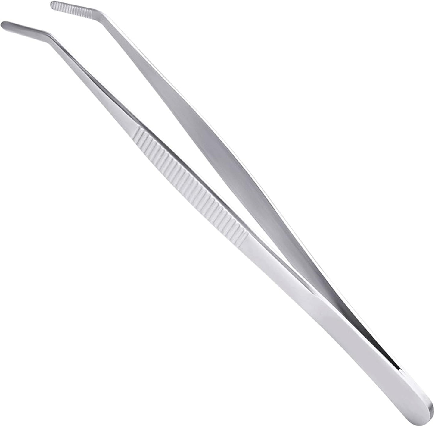 2-Pack 12-Inch BBQ Kitchen Tweezers Tongs, Extra-Long Stainless Steel Cooking Tweezers Dishwasher Safe for Grilling, Baking & Food Prep (12Inch BBQ Tongs)