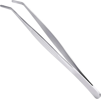 2-Pack 12-Inch BBQ Kitchen Tweezers Tongs, Extra-Long Stainless Steel Cooking Tweezers Dishwasher Safe for Grilling, Baking & Food Prep (12Inch BBQ Tongs)
