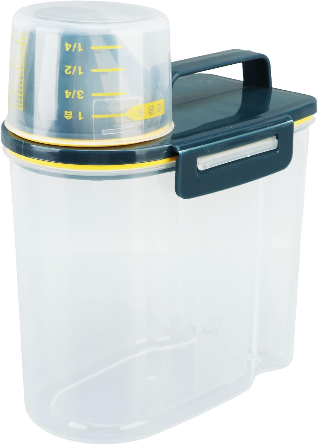 Fabater Rice Airtight Storage Container, 3 to 5Lbs Cereal Dry Food Flour Bin, Pet Dog Cat Food Dispenser with Measuring Cup, Clear Plastic Kitchen and Pantry Organization Bin (White)