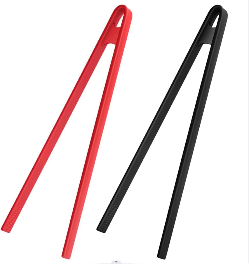 2PCS Silicone Trivet Tongs Anti-slip, 11.8" Silicone Kitchen Tong, Toast Tongs for Cooking, Long BBQ Grilling Tong for Toaster, Pan Fried Steak, Barbecue and Salad.