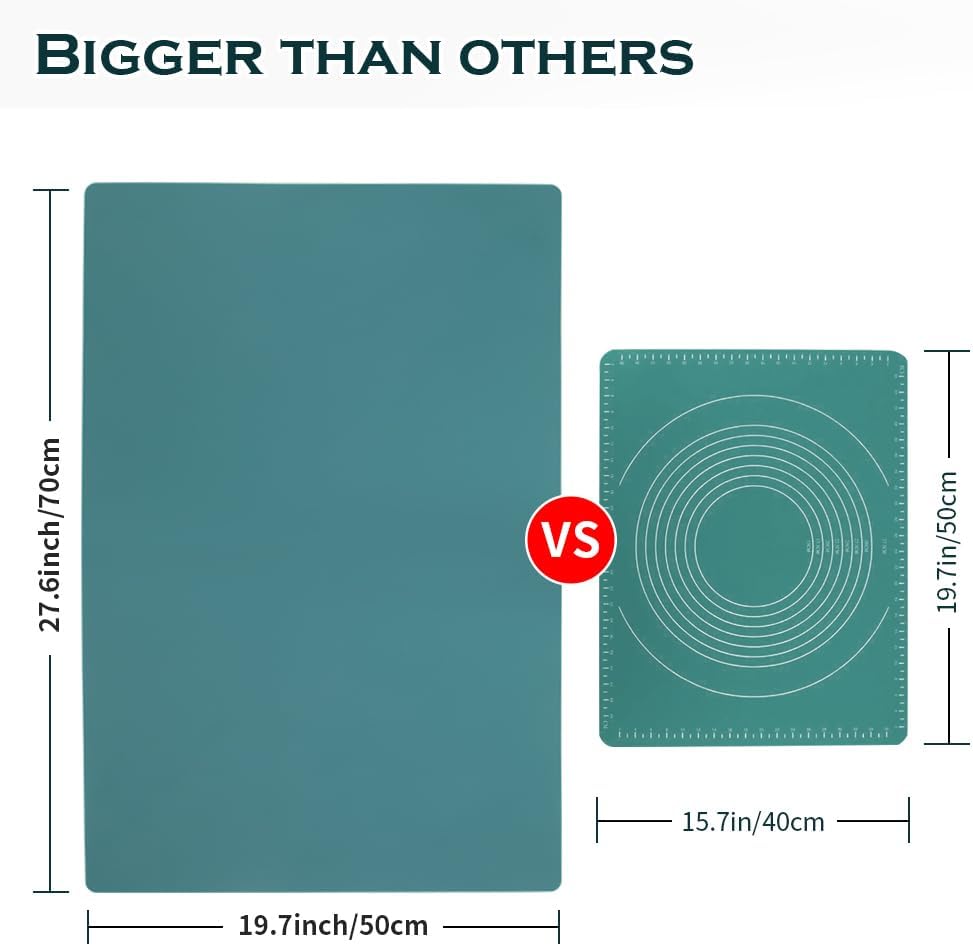 Extra Large Silicone Mat, 31.5x23.6 Inch Heat Resistant Mat for Kitchen Counter, Non Stick Silicone Baking Mat for Dough and Pastry, Thick Silicone placement Countertop Protector, Black countertop mat