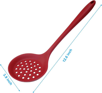 Hordion Silicone Slotted Spoon, Yellow Strainer Spoon Non Stick Skimmer