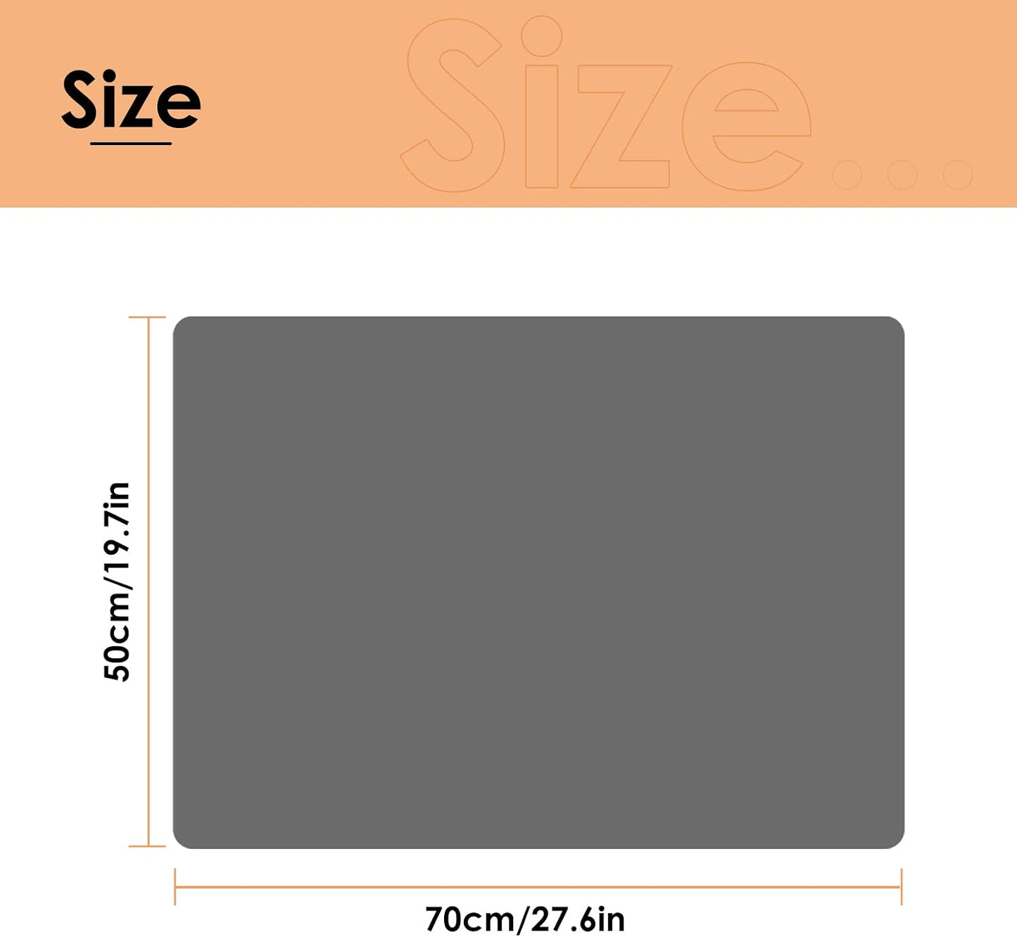 KitchenRaku Extra Large Silicone Mat for Kitchen Worktop Protector, Thickened Nonstick Heat Resistant Countertop Mat, Nonskid Placemat, Craft Mat, Table Mat (Grey, 23.6"x31.5")