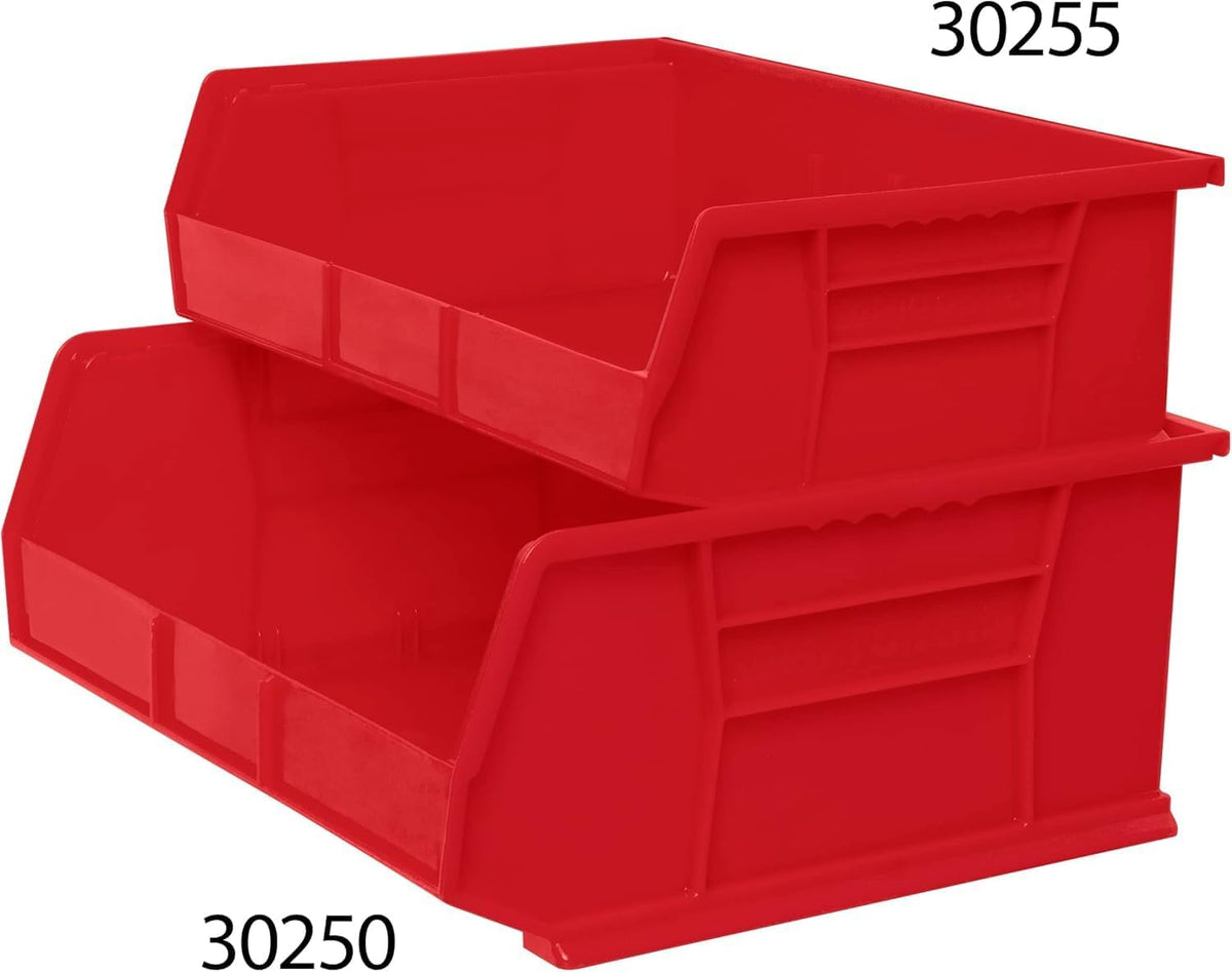 Akro-Mils 30250 AkroBins Plastic Storage Bins, Space-Saving Stackable Bins for Garage, Pantry, Craft Organization, 15" x 16" x 7", Black, 6-Pack