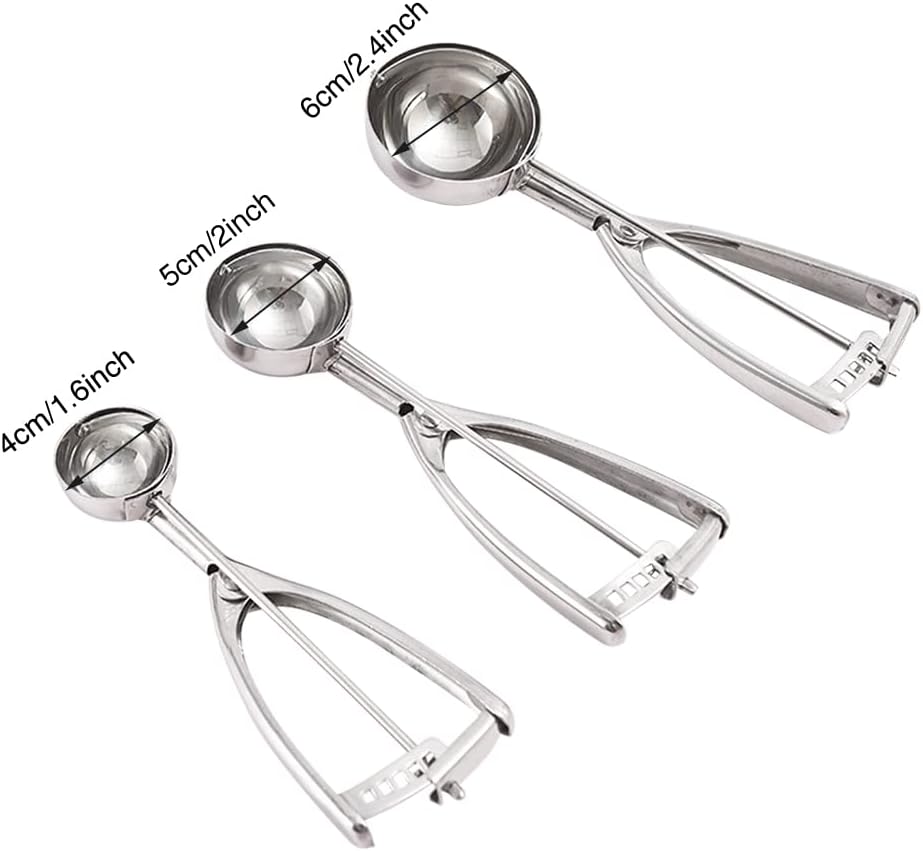 Ice Cream Scooper, 3 Pcs Cookie Scoop Set, Large Medium Small Size