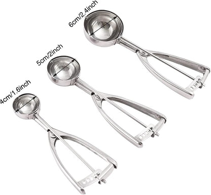 Ice Cream Scooper, 3 Pcs Cookie Scoop Set, Large Medium Small Size