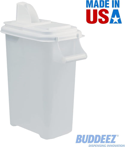 Buddeez Pet Food Storage Dispensers Plastic 4 Gallon - Airtight Flip Top for Freshness - Dry Dog Food, Cat Food or Bird Seed Plastic Containers (Set of 2)
