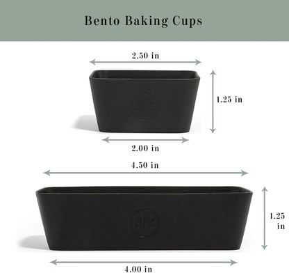 The Silicone Kitchen Reusable Silicone Bento Baking Cup, Non-Toxic, BPA Free, Dishwasher Safe Bento Box Accessories Lunch Box Dividers, Square and Rectangle, 24 Pack, Matte Black
