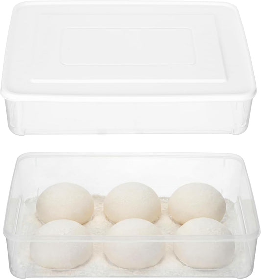 FMOACEN 2 Pack Pizza Dough Proofing Box Clear Plastic Sealed Pizza Dough Proofing Container with Lid Observable Stackable Household Rectangle Bread Fermentation Storage Trays 14 x 10 Inch
