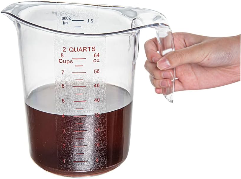 Restaurantware Plastic Measuring Cup - Chef 101 Measuring Jug with Dual Unit Markings, Dishwasher Safe - Clear Measuring Cup for Kitchen, Restaurants