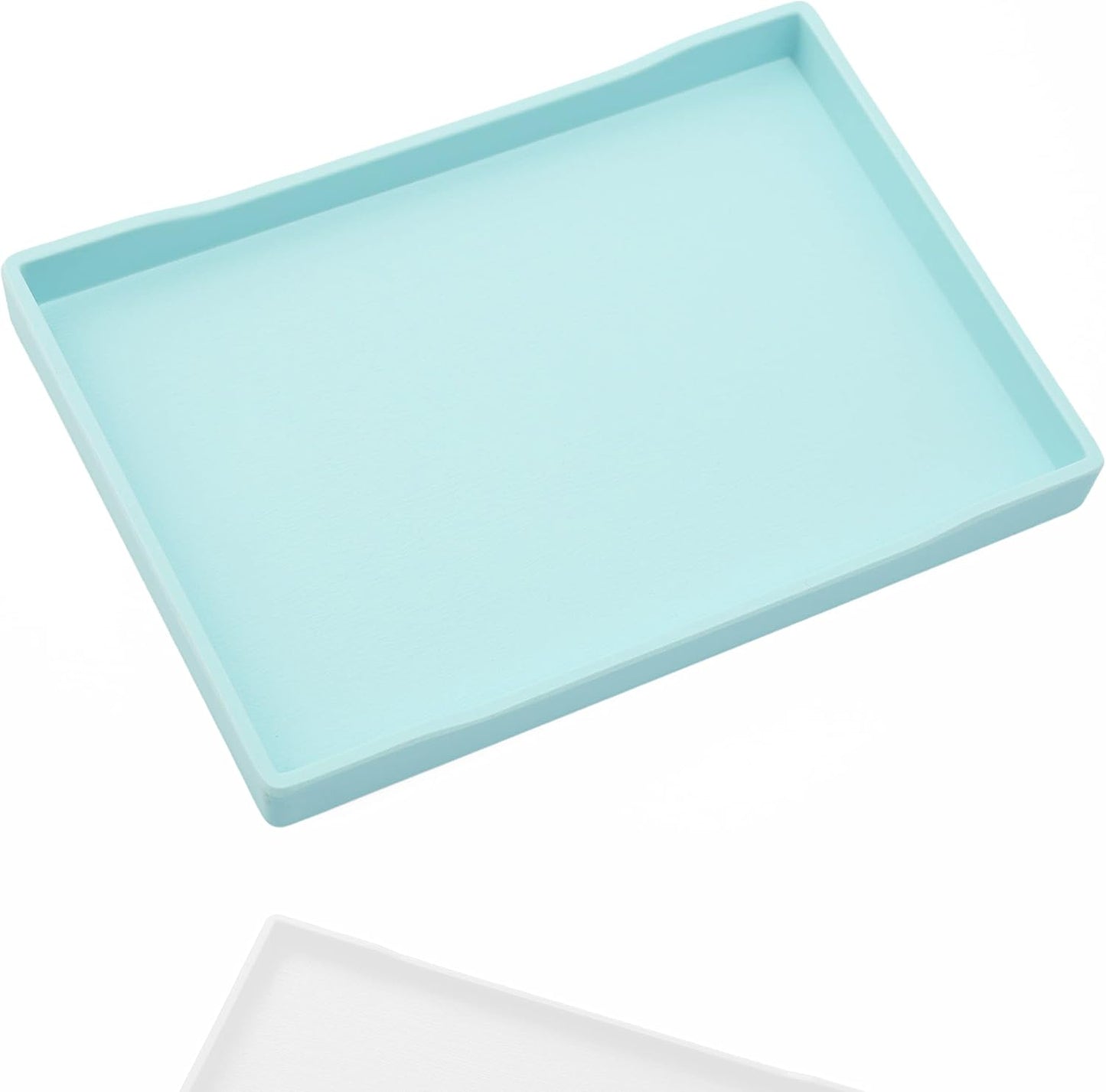 White Serving Tray (13.5 x 9.6 inch) for Serving Accessory, Elegant & Stackable Plastic Tray for Spa, Coffee, Drinks, Tea, Bar, Party, Seasoning, Perfume and Display Use.